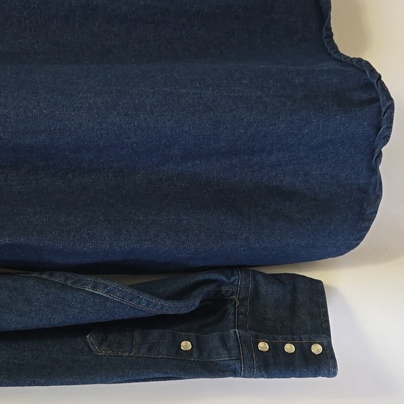 Vintage 90s Men's Carhartt Denim Western Pearl Snap Shirt Rugged Outdoor Work - Picture 6 of 12